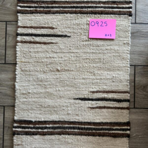 Unique gifts llama rug in cream with brown stripes yarn beautifully handmade by our artisans